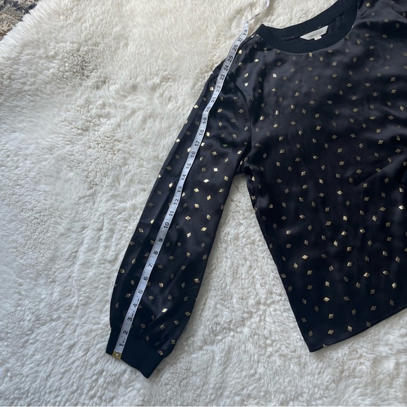Garnet Hill Black Silk Top With Gold Detail Size L - Picture 5 of 9